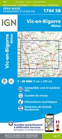 Wandelkaart - Topografische kaart 1744 SB - Serie Bleue Miélan - Vic en Bigorre | IGN - Institut Géographique National