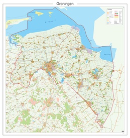 Wandkaart Provincie Groningen, 100 x 100 cm | 12 Provinciën