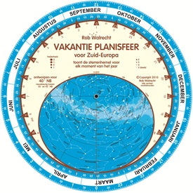 Sterrenkaart - Planisfeer Vakantieplanisfeer Zuid-Europa (40° NB) | Rob Walrecht Productions