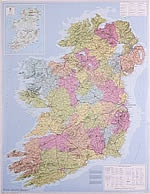 Wegenkaart - landkaart Ierland administratief | 76 x 97 cm | Lascelles