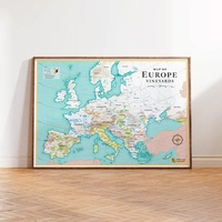 European Wine Map XL | Wijngaarden van Europa | 100 x 70 cm