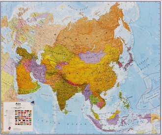 Wandkaart Azië Politiek, 120 x 100 cm | Maps International