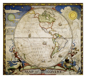 Historische wereldkaart 20549a Western hemisphere - westelijk halfrond, 51 x 46 cm | National Geographic