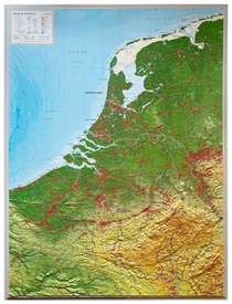 Reliëfkaart Benelux met voelbaar 3D reliëf | 77 x 57 cm | GeoRelief