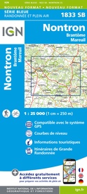 Wandelkaart - Topografische kaart 1833 SB - Serie Bleue Nontron, Brantôme, Mareuil | IGN - Institut Géographique National