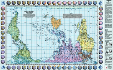 Wereldkaart World Peters Projectie upside down Pacific centered | 130 x 83 cm | Huber Verlag