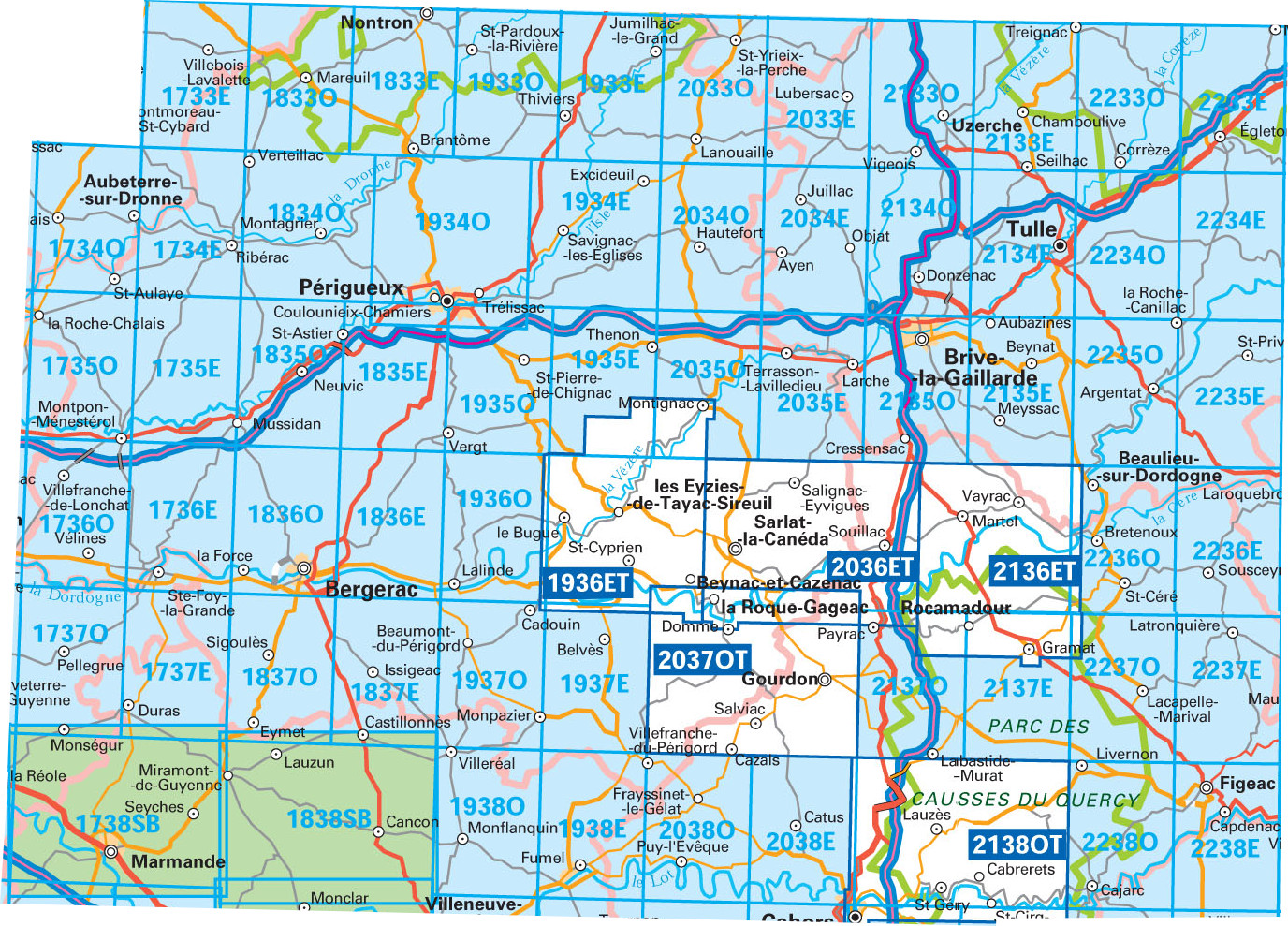 Wandelkaarten IGN 25.000 Dordogne - Périgueux - Bergerac - Brive la Gaillarde