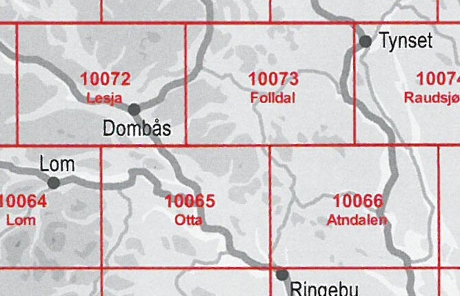 Overzicht wandelkaarten Noorwegen Rondane 1:50.000 Norge Serien