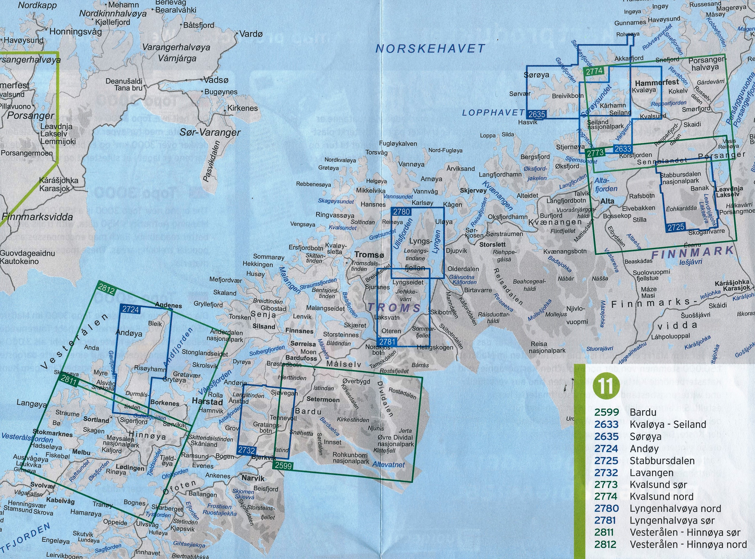 Turkart overzicht 11 Vesterålen - Troms - Finnmark